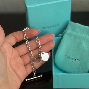 Tiffany & Co. Silver Chain Bracelet with Heart Charm